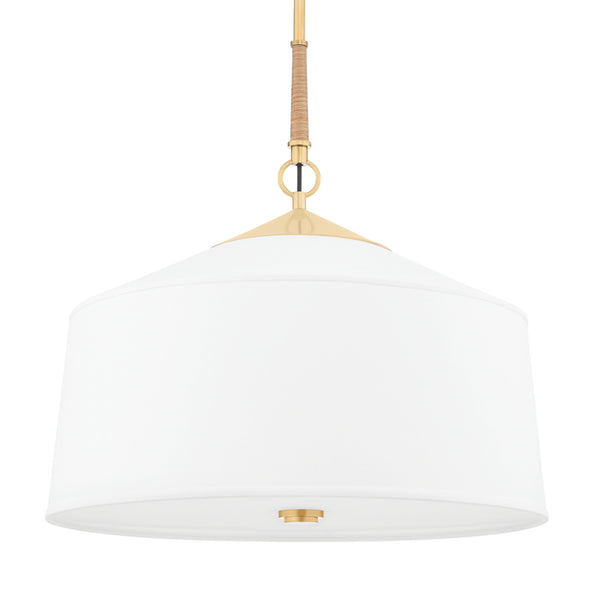 Hudson Valley - 5223-AGB - Three Light Pendant - White Plains - Aged Brass from Lighting & Bulbs Unlimited in Charlotte, NC