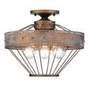 Three Light Semi-Flush Mount from the Ferris CP Collection in Copper Patina Finish by Golden