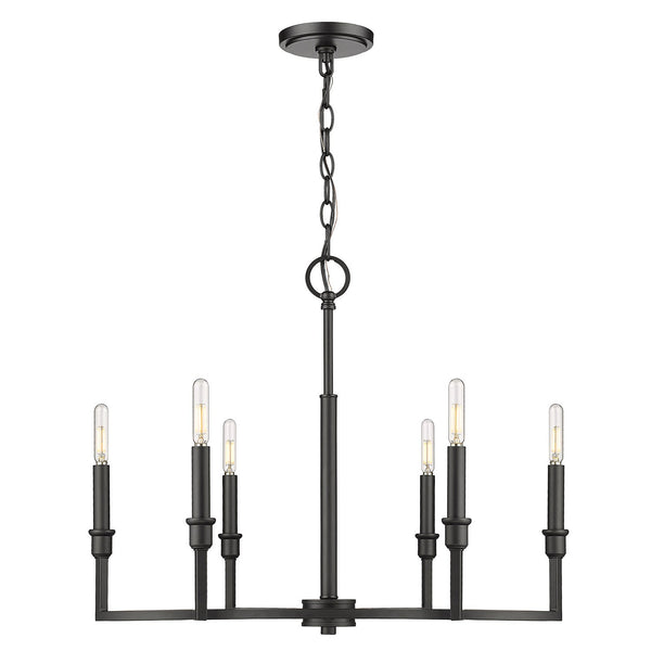 Six Light Chandelier from the Ellyn BLK Collection in Matte Black Finish by Golden