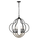 Six Light Pendant from the Flori Collection in Matte Black Finish by Golden