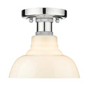 One Light Flush Mount from the Carver CH Collection in Chrome Finish by Golden