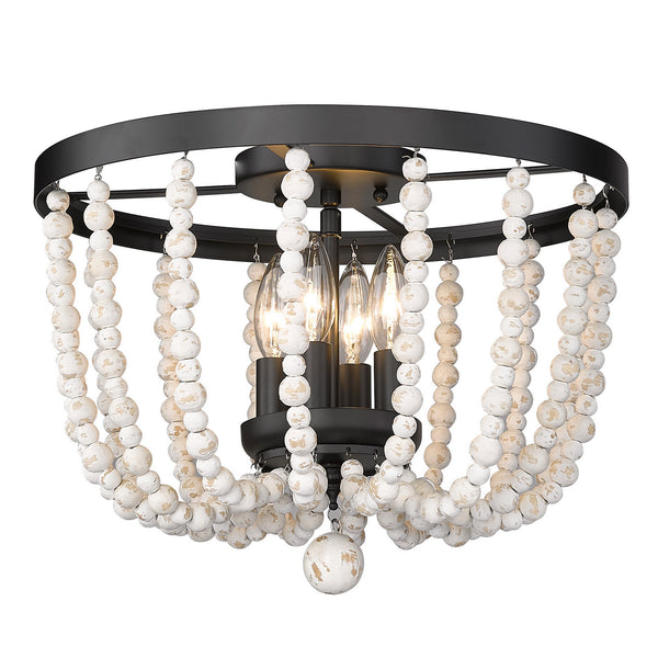 Golden - 6890-FM BLK-CWB - Four Light Flush Mount - Tabitha - Matte Black from Lighting & Bulbs Unlimited in Charlotte, NC