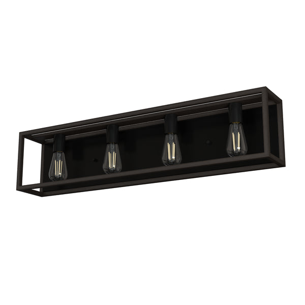Hunter - 19675 - Four Light Vanity - Squire Manor - Matte Black from Lighting & Bulbs Unlimited in Charlotte, NC
