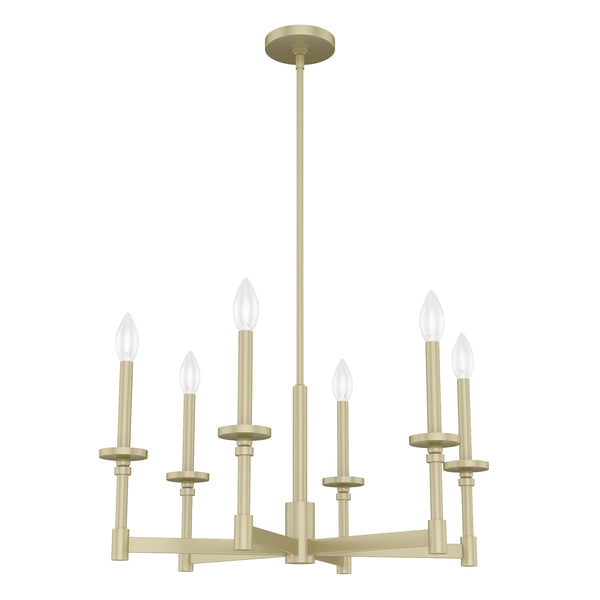 Hunter - 19701 - Six Light Chandelier - Briargrove - Modern Brass from Lighting & Bulbs Unlimited in Charlotte, NC