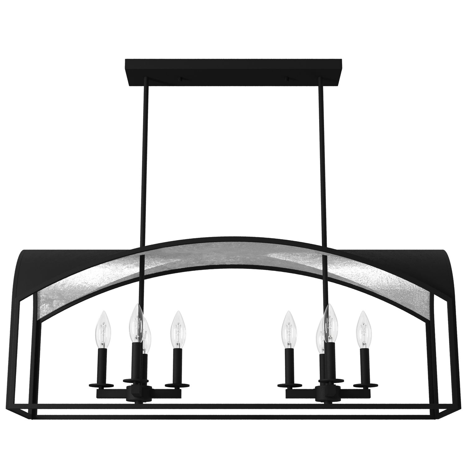 Hunter - 19732 - Eight Light Linear Chandelier - Dukestown - Natural Black Iron from Lighting & Bulbs Unlimited in Charlotte, NC