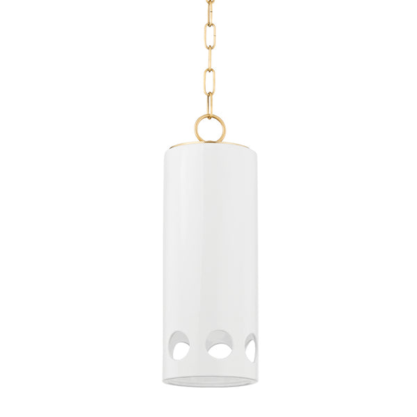 Mitzi - H705701-AGB/CGW - One Light Pendant - Jean - Aged Brass/Ceramic Gloss White from Lighting & Bulbs Unlimited in Charlotte, NC