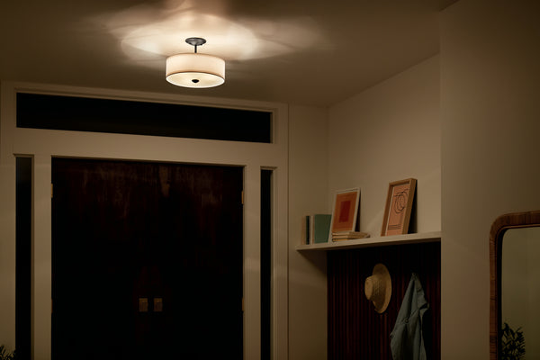Three Light Semi Flush Mount from the Shailene Collection in Black Finish by Kichler
