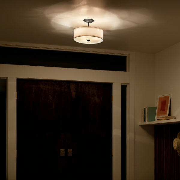 Three Light Semi Flush Mount from the Shailene Collection in Black Finish by Kichler
