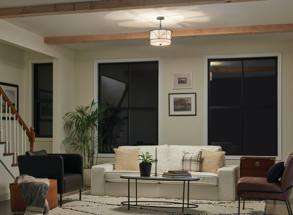 Three Light Pendant/Semi Flush from the Birkleigh Collection in Black Finish by Kichler