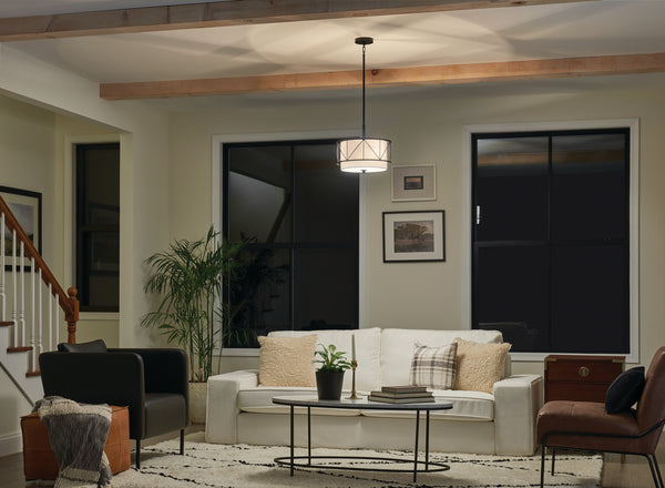 Three Light Pendant/Semi Flush from the Birkleigh Collection in Black Finish by Kichler