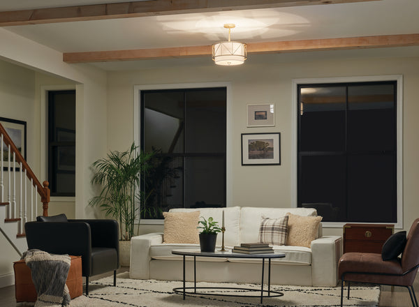 Three Light Pendant/Semi Flush from the Birkleigh Collection in Classic Gold Finish by Kichler