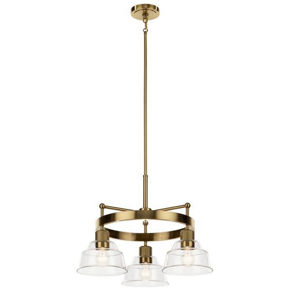 Three Light Chandelier from the Eastmont Collection in Brushed Brass Finish by Kichler