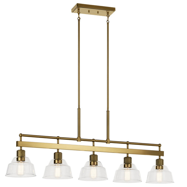 Five Light Linear Chandelier from the Eastmont Collection in Brushed Brass Finish by Kichler