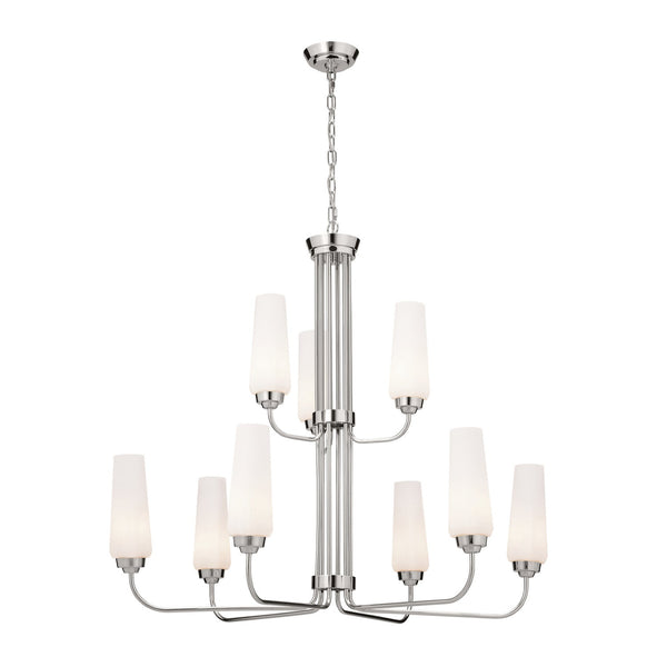 Nine Light Chandelier from the Truby Collection in Polished Nickel Finish by Kichler