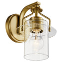 One Light Wall Sconce from the Everett Collection in Brushed Brass Finish by Kichler