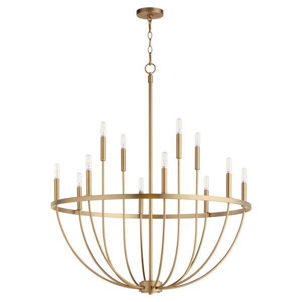 Quorum - 6374-12-80 - 12 Light Chandelier - Tribute - Aged Brass from Lighting & Bulbs Unlimited in Charlotte, NC