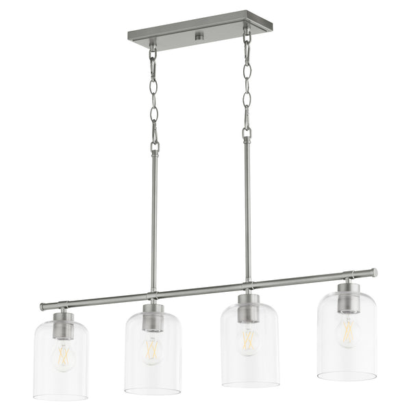 Quorum - 6574-4-65 - Four Light Linear Chandelier - Tribute - Satin Nickel from Lighting & Bulbs Unlimited in Charlotte, NC