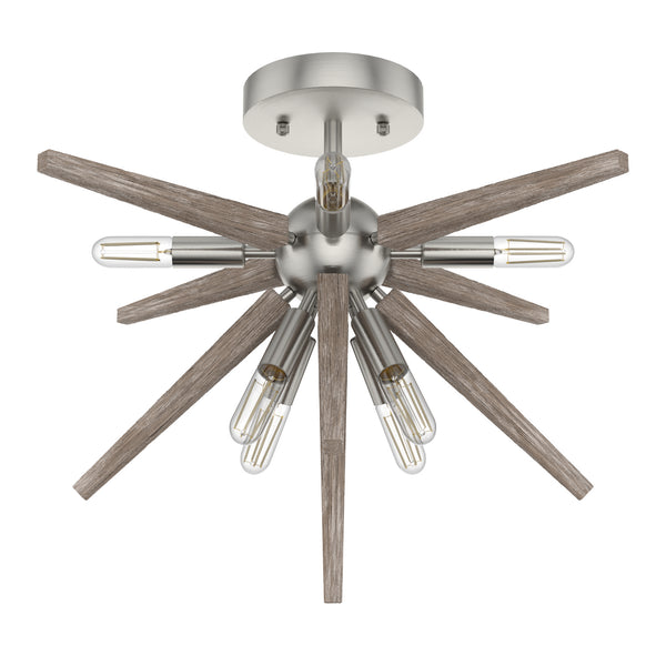 Hunter - 19348 - Eight Light Semi-Flush Mount - Jupiter Star - Brushed Nickel from Lighting & Bulbs Unlimited in Charlotte, NC