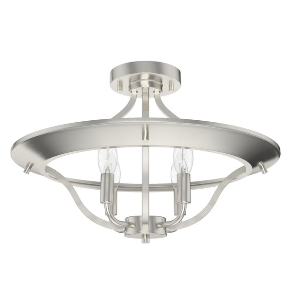 Hunter - 19423 - Four Light Semi Flush Mount - Perch Point - Brushed Nickel from Lighting & Bulbs Unlimited in Charlotte, NC