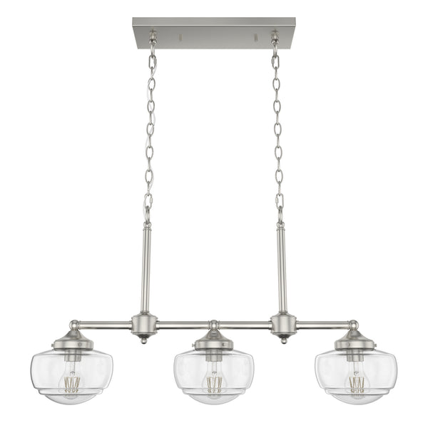 Hunter - 19489 - Three Light Linear Chandelier - Saddle Creek - Brushed Nickel from Lighting & Bulbs Unlimited in Charlotte, NC