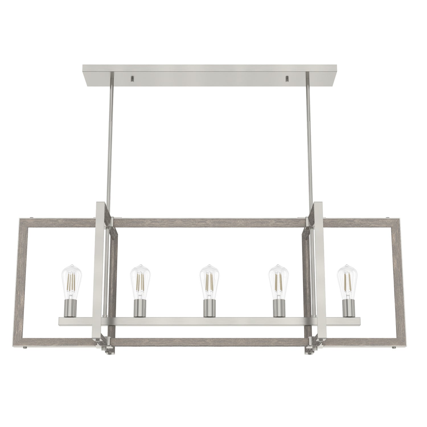 Hunter - 19811 - Five Light Linear Chandelier - Woodburn - Brushed Nickel from Lighting & Bulbs Unlimited in Charlotte, NC