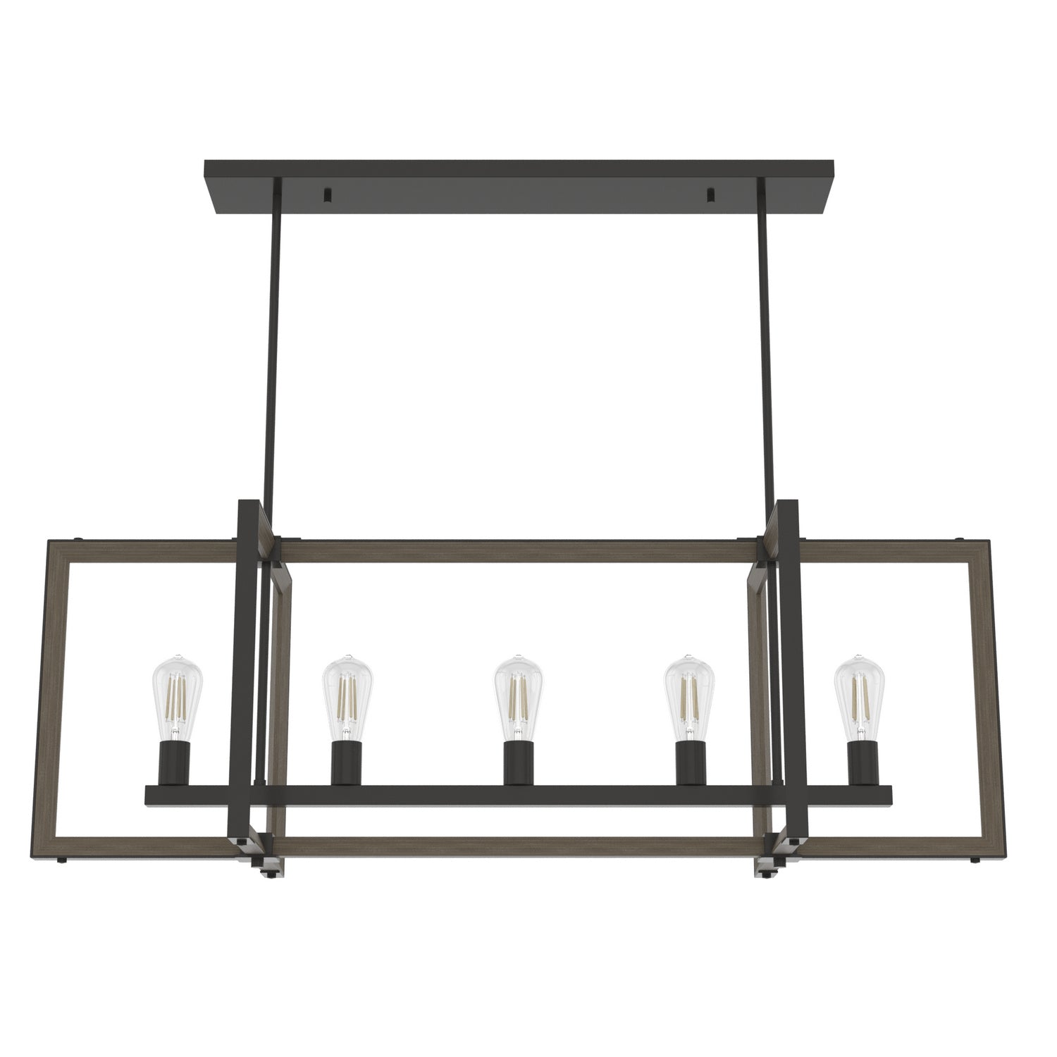 Hunter - 19812 - Five Light Linear Chandelier - Woodburn - Noble Bronze from Lighting & Bulbs Unlimited in Charlotte, NC
