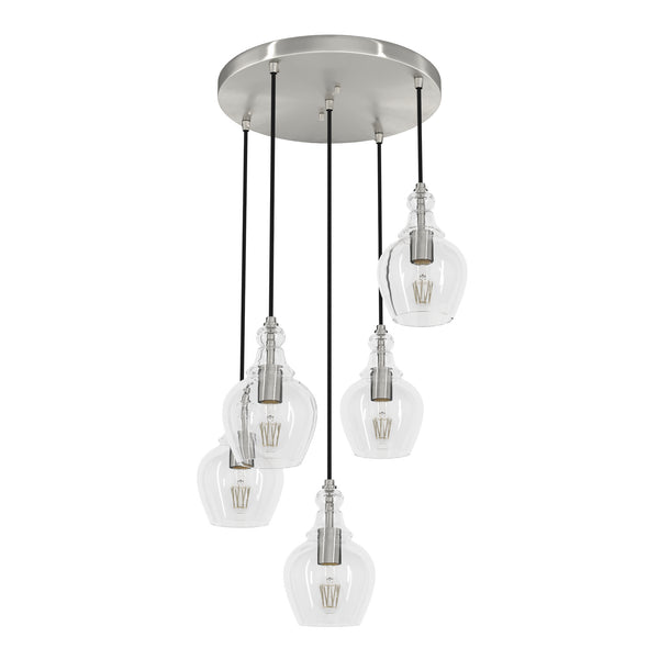 Hunter - 19899 - Five Light Cluster - Maple Park - Brushed Nickel from Lighting & Bulbs Unlimited in Charlotte, NC