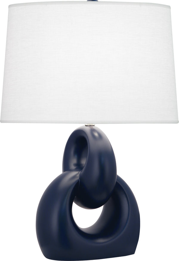 Robert Abbey - MMB81 - One Light Table Lamp - Fusion - Matte Midnight Blue Glazed w/Polished Nickel from Lighting & Bulbs Unlimited in Charlotte, NC