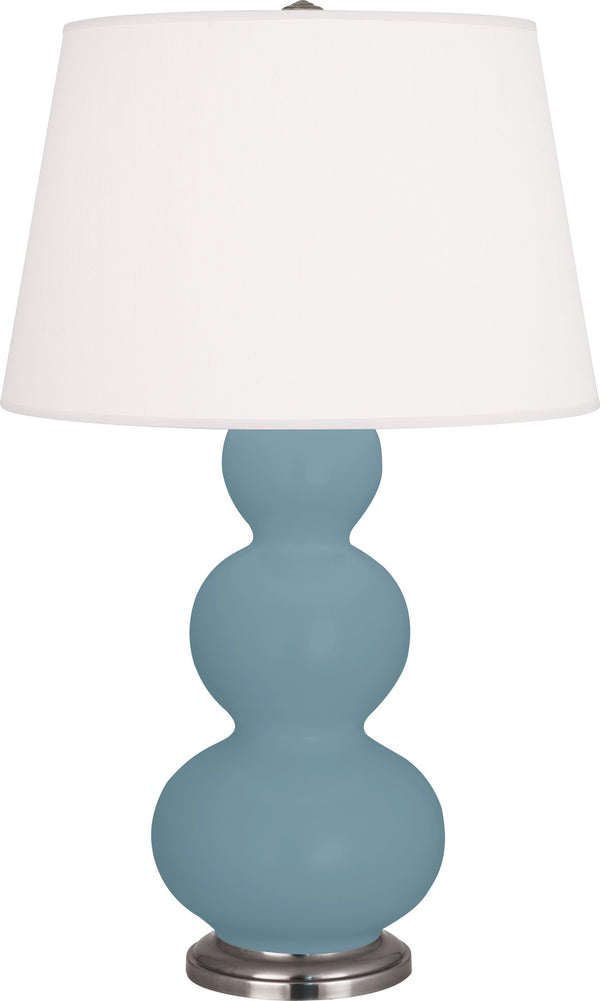 Robert Abbey - MOB42 - One Light Table Lamp - Triple Gourd - Matte Steel Blue Glazed w/Antique Silver from Lighting & Bulbs Unlimited in Charlotte, NC