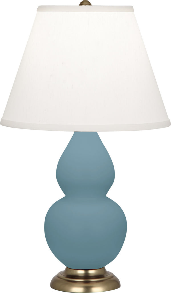 Robert Abbey - MOB50 - One Light Accent Lamp - Small Double Gourd - Matte Steel Blue Glazed w/Antique Brass from Lighting & Bulbs Unlimited in Charlotte, NC