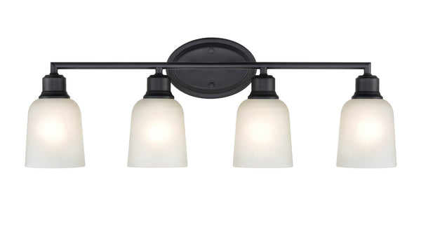 Millennium - 2804-MB - Four Light Vanity - Amberle - Matte Black from Lighting & Bulbs Unlimited in Charlotte, NC