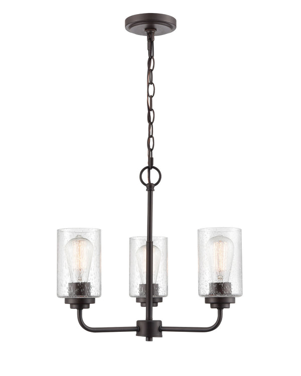 Three Light Chandelier from the Moven Collection in Rubbed Bronze Finish by Millennium