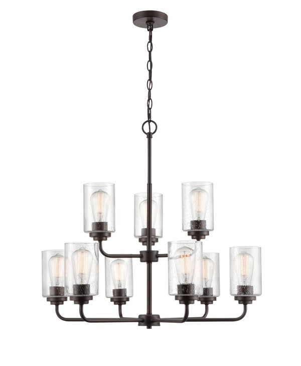 Nine Light Chandelier from the Moven Collection in Rubbed Bronze Finish by Millennium