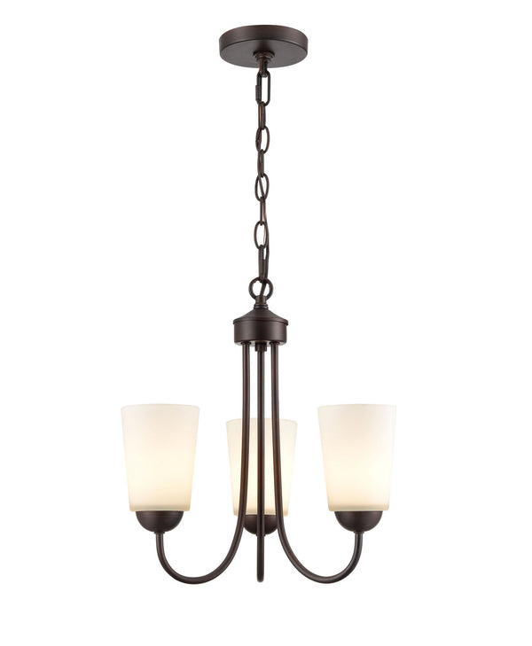 Three Light Chandelier from the Ivey Lake Collection in Rubbed Bronze Finish by Millennium