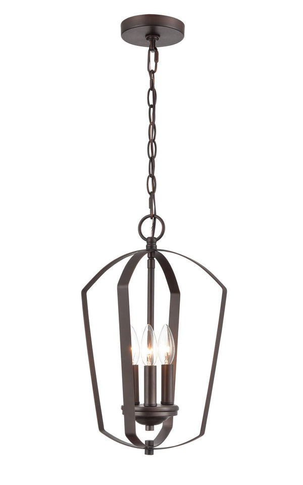 Three Light Pendant from the Ivey Lake Collection in Rubbed Bronze Finish by Millennium