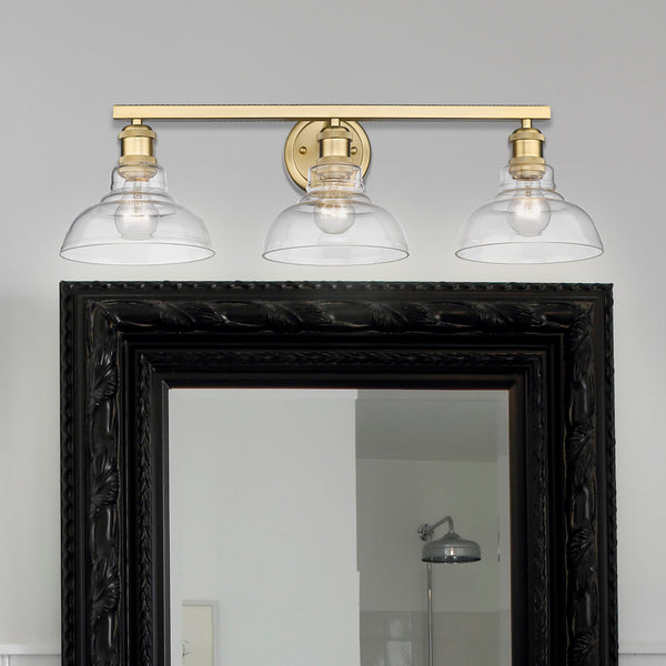Three Light Bath Vanity from the Carver BCB Collection in Brushed Champagne Bronze Finish by Golden