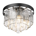 Three Light Flush Mount from the Ciara BLK Collection in Matte Black Finish by Golden
