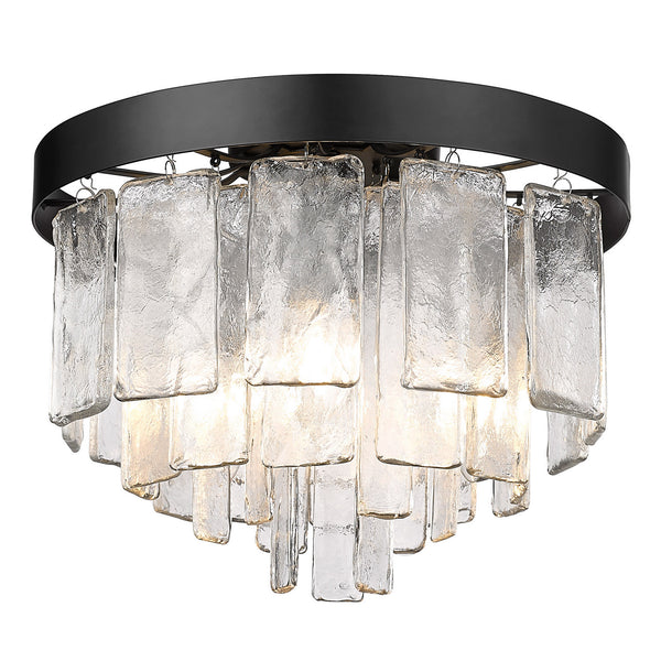 Three Light Flush Mount from the Ciara BLK Collection in Matte Black Finish by Golden