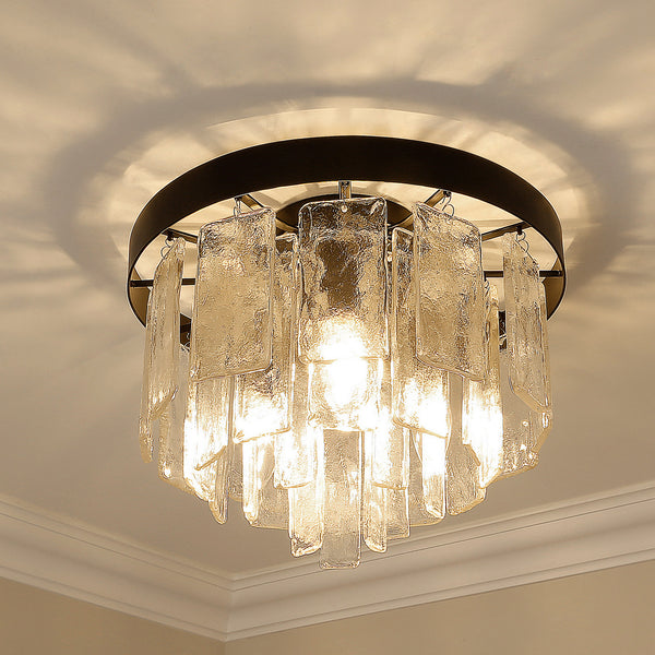 Three Light Flush Mount from the Ciara BLK Collection in Matte Black Finish by Golden