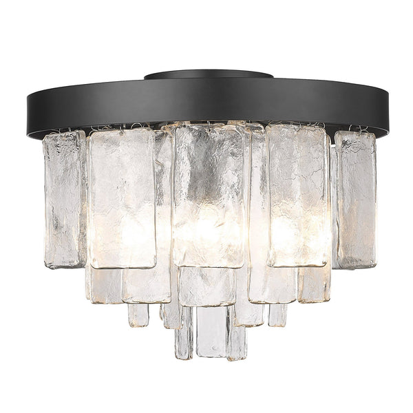 Three Light Flush Mount from the Ciara BLK Collection in Matte Black Finish by Golden