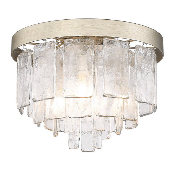 Three Light Flush Mount from the Ciara WG Collection in White Gold Finish by Golden