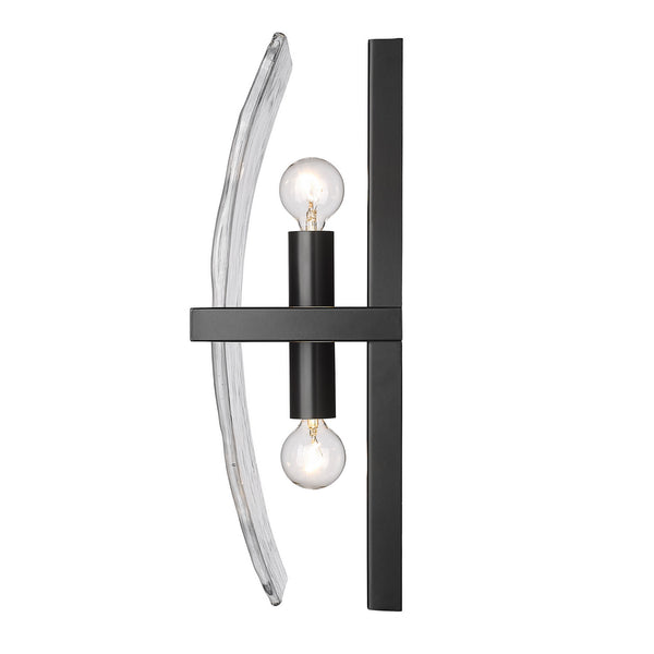 Two Light Wall Sconce from the Aenon Collection in Matte Black Finish by Golden