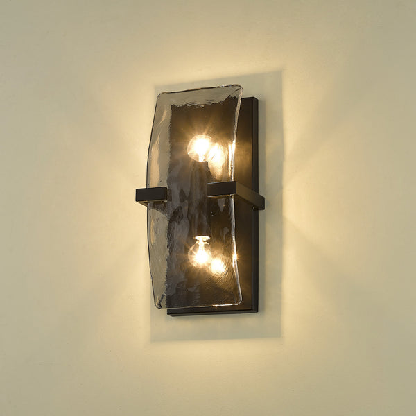Two Light Wall Sconce from the Aenon Collection in Matte Black Finish by Golden