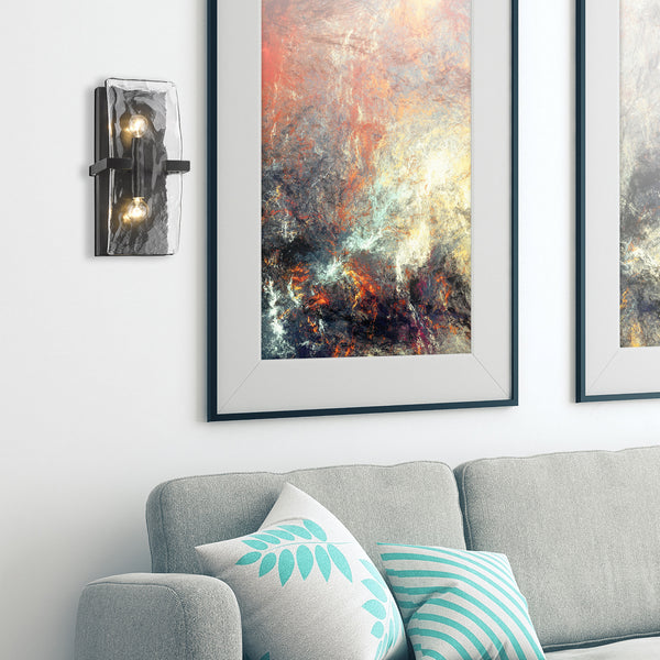 Two Light Wall Sconce from the Aenon Collection in Matte Black Finish by Golden