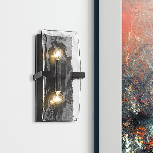 Two Light Wall Sconce from the Aenon Collection in Matte Black Finish by Golden