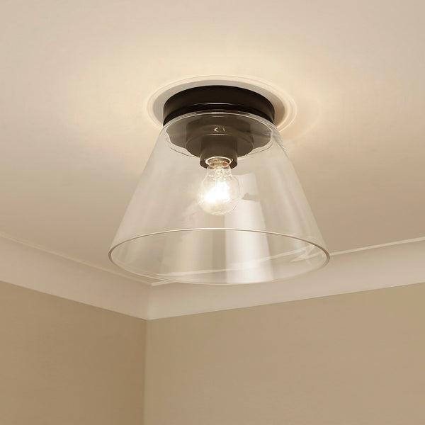 One Light Flush Mount from the Penn Collection in Matte Black Finish by Golden