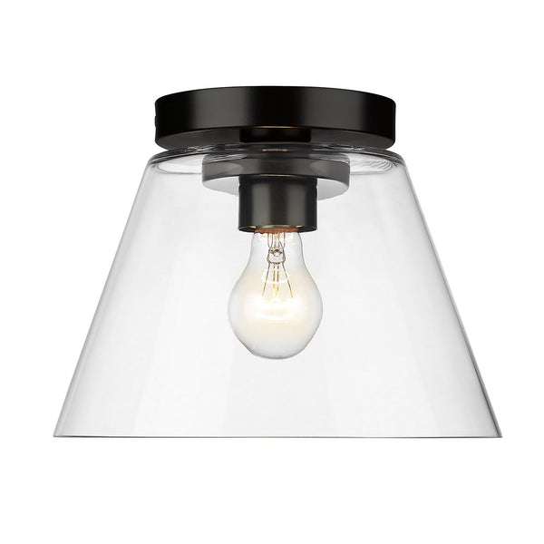 One Light Flush Mount from the Penn Collection in Matte Black Finish by Golden