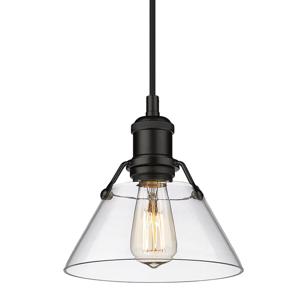 One Light Mini Pendant from the Orwell BLK Collection in Matte Black Finish by Golden