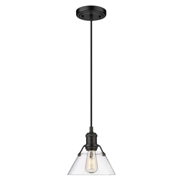 One Light Mini Pendant from the Orwell BLK Collection in Matte Black Finish by Golden