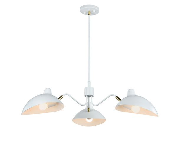 Matteo Lighting - CX57903WH - Three Light Pendant - Droid - White & Brushed Gold from Lighting & Bulbs Unlimited in Charlotte, NC